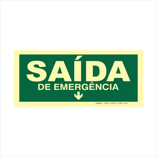 PLACA SAIDA EMERGENCIA SETA P/ BAIXO - PP 0545