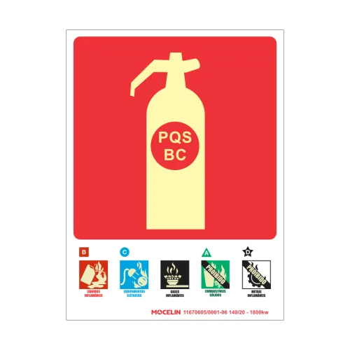 PLACA EXTINTOR DE INCENDIO BC - MO 0102