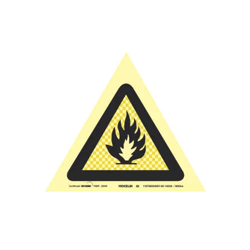 PLACA RISCO DE INCENDIO CHAMA  A24