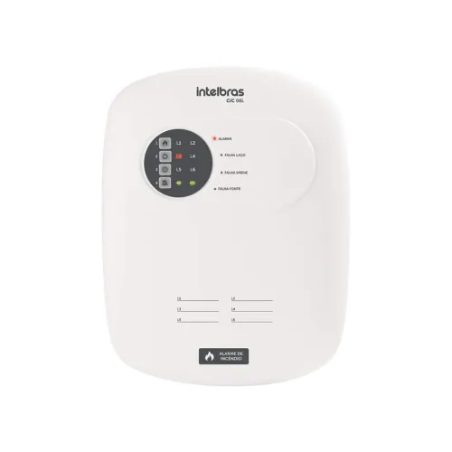 CENTRAL DE ALARME DE INCENDIO CONVENCIONAL 6 SETORES CIC 06L 24V COM BATERIA  - INTELBRAS